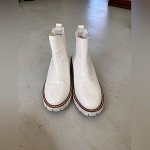 Altard state white snake skin pattern booties